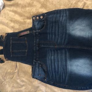 Denim skirt overalls